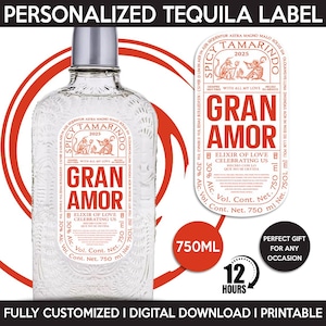 Gran Malo Tequila Label Replica, Custom Personalized Template, Digital Download And Printable Tequila Bottle Label, Birthday, Wedding, 750ml