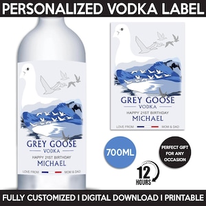 Custom Vodka Label Replica, Personalized Printable Template, Digital Download Vodka Bottle Label, Gift For Birthday, Wedding, Anniversary
