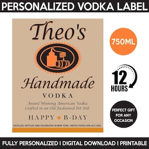 Tito's Vodka Label, Custom Titos Vodka Label, Personalized Template, Digital Download Vodka Bottle Label, Gift, Birthday, Wedding, 750ml