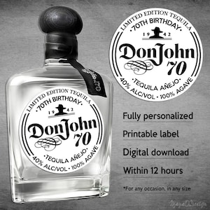 Don Julio 70th Anniversary Label Replica, Don Julio Jar Label, Personalized Template, Digital Download Tequila Bottle Label, Gift, Present
