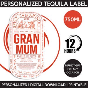 Gran Malo Tequila Label Replica, Custom Personalized Template, Digital Download And Printable Tequila Bottle Label, Birthday, Wedding, 750ml