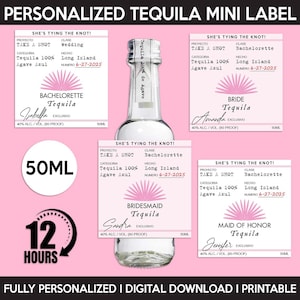 Casamigos Tequila Mini Label, Digital Download, Personalized Template, Custom Wedding Bottle, Bachelorette Party, Bride, Bridesmaid, 50ml