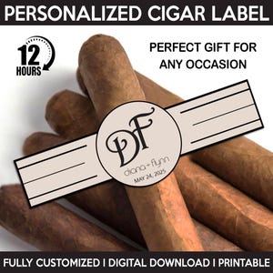 Custom Cigar Label, Wedding Cigar Label, Personalized And Printable Template, Digital Download Cigar Bar Favors, Wedding Cigar Band