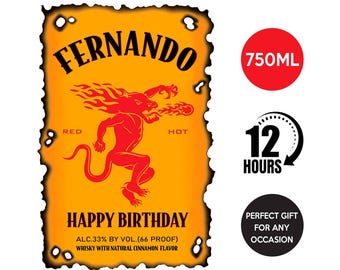 Fireball Label, Custom Cinnamon Whisky Label, Personalized Template, Digital Download Whisky Bottle Label, Gift, Birthday, Wedding, 750ml