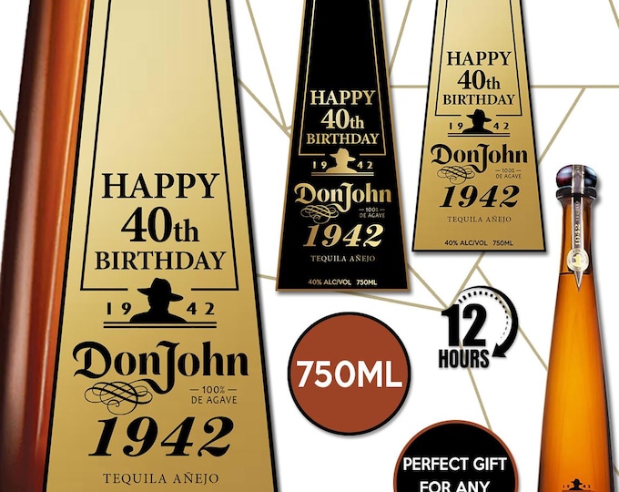 Featured listing image: Don Julio 1942 Label, Don Julio Logo, Personalized And Printable Template, Digital Download Tequila Bottle Label, Birthday Gift