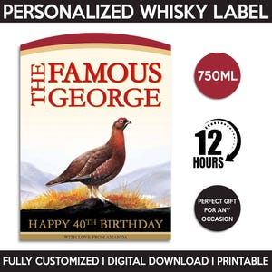 Custom Whisky Label Replica, Personalized And Printable Template, Digital Download Blended Scotch Whisky Bottle Label, Gift, Birthday