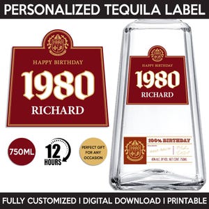 1800 Tequila Reposado Label, Custom Tequila Label, Personalized Template, Digital Download Tequila Bottle Label, Birthday, Wedding, 750ml