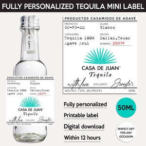 Casamigos Tequila Mini Label, Custom Tequila Label, Personalized Template, Digital Download Casamigos Bottle Label, Birthday, Wedding, 50ml
