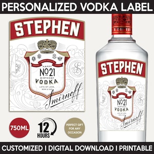 Vodka Label Replica, Custom Label, Personalized And Printable Template, Digital Download Vodka Bottle Label, Gift, Present, Birthday, 750ml