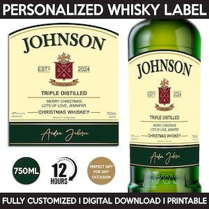 Whiskey Label Replica, Custom Irish Whisky Label, Personalized Template, Digital Download Bottle Label, Gift For Christmas, Present For Him