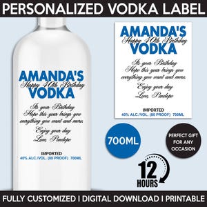 Custom Vodka Label Replica, Personalized Printable Template, Digital Download Vodka Bottle Label, Gift For Birthday, Wedding, Anniversary