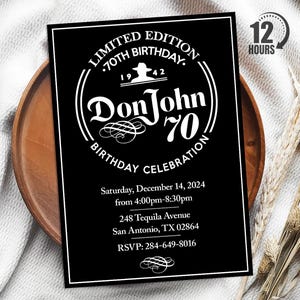 Don Julio 70th Anniversary Birthday Invitation, Don Julio Card, Personalized Invite Template, Digital Download Tequila Birthday Invitation