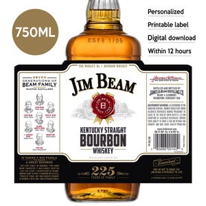 Bourbon Whisky Label Replica, Custom Label, Personalized And Printable Template, Digital Download Whisky Bottle Label, Birthday, 750ml