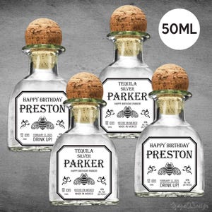 Mini Patrón Tequila Label, Custom Tequila Label, Personalized Template, Digital Download Patron Bottle Label, Birthday, Wedding, 50ml