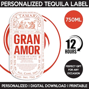 Gran Malo Tequila Label Replica, Custom Personalized Template, Digital Download And Printable Tequila Bottle Label, Birthday, Wedding, 750ml