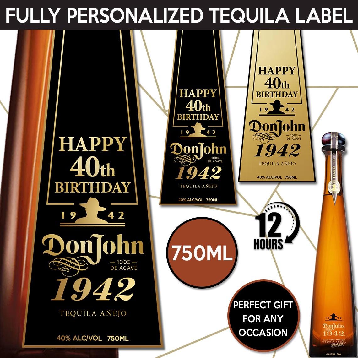 Don Julio 1942 Label , Don Julio Logo, Personalized And Printable Template, Digital Download Tequila Bottle Label, Birthday Gift