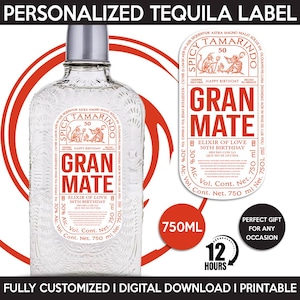 Gran Malo Tequila Label Replica, Custom Personalized Template, Digital Download And Printable Tequila Bottle Label, Birthday, Wedding, 750ml