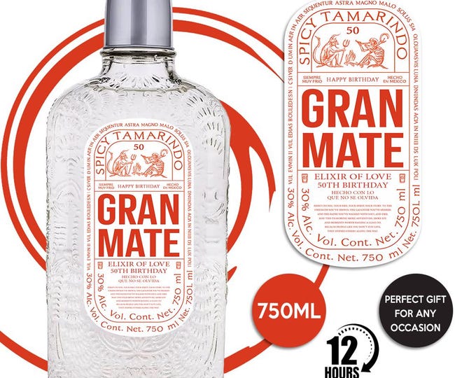 Featured listing image: Gran Malo Label, Custom Personalized Template, Digital Download And Printable Tequila Bottle Label, Gift For Birthday, Wedding, 750ml