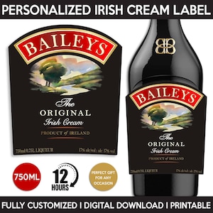 Irish Cream Liqueur Label Replica, Custom Label, Personalized And Printable Template, Digital Download Bottle Label, Gift, Birthday, 750ml