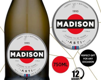 Asti Martini Label, Custom Italian Wine Label, Personalized Template, Digital Download Printable Prosecco Bottle Label, Birthday, Wedding