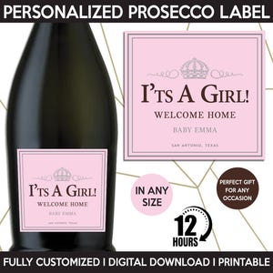 Prosecco Label Replica, Custom Sparkling Wine Label, Personalized Template, Digital Download Printable Bottle Label, Gift Birthday, Wedding
