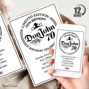 Don Julio 70th Anniversary Birthday Invitation, Don Julio Card, Personalized Invite Template, Digital Download Tequila Birthday Invitation