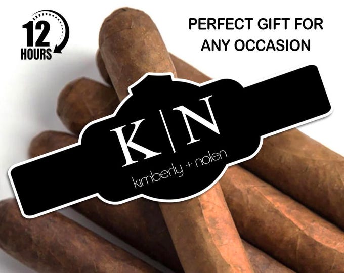Featured listing image: Custom Cigar Label, Wedding Cigar Label, Personalized And Printable Template, Digital Download Cigar Bar Favors, Wedding Cigar Band