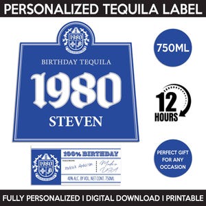 1800 Tequila Silver Label, Custom Tequila Label, Personalized Template, Digital Download 1800 Tequila Bottle Label, Birthday, Wedding, 750ml