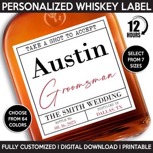 Custom Groomsman Whisky Bottle Label, Best Man Gift, Digital Download And Printable Template, Wedding Liquor Label, Groomsmen Proposal