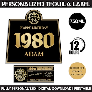 1800 Tequila Añejo Label, Custom Tequila Label, Personalized Template, Digital Download Tequila Bottle Label, Birthday, Wedding, 750ml