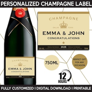 Champagne Label Replica, Custom Champagne Label, Personalized Template, Digital Download And Printable Bottle Label, Gift Birthday, Wedding
