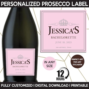Prosecco Label Replica, Custom Sparkling Wine Label, Personalized Template, Digital Download Printable Bottle Label, Gift Birthday, Wedding