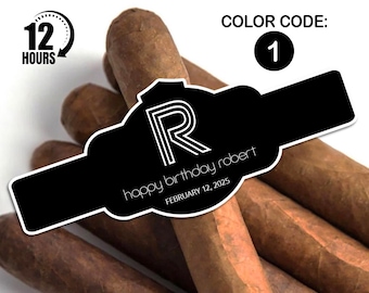 Custom Cigar Label, Birthday Cigar Label, Personalized And Printable Template, Digital Download Cigar Bar Favors, Birthday Cigar Band