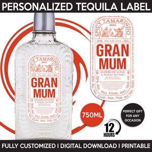 Gran Malo Tequila Label Replica, Custom Personalized Template, Digital Download And Printable Tequila Bottle Label, Birthday, Wedding, 750ml