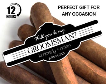 Custom Cigar Label, Wedding Cigar Label, Personalized And Printable Template, Digital Download Cigar Bar Favors, Cigar Band, Groomsman