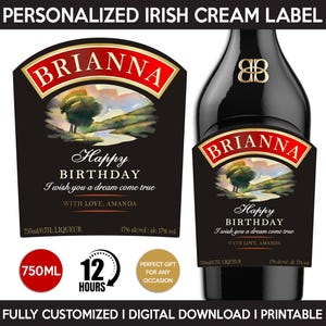 Irish Cream Liqueur Label Replica, Custom Label, Personalized And Printable Template, Digital Download Bottle Label, Gift, Birthday, 750ml