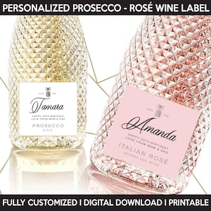 Prosecco Label Replica, Custom Sparkling Italian Wine Label, Personalized Template, Digital Download And Printable Rosé Wine Bottle Label