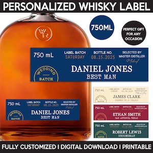 Whisky Label Replica, Custom Bourbon Whisky Label, Personalized Template, Digital Download Bottle Label, Gift For Birthday, Wedding, 750ml