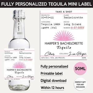 Casamigos Tequila Mini Label, Digital Download Custom Label, Personalized Template, Wedding Bottle, Bachelorette, Bride, Bridesmaid, 50ml