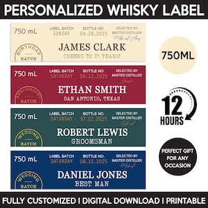 Whisky Label Replica, Custom Bourbon Whisky Label, Personalized Template, Digital Download Bottle Label, Gift For Birthday, Wedding, 750ml