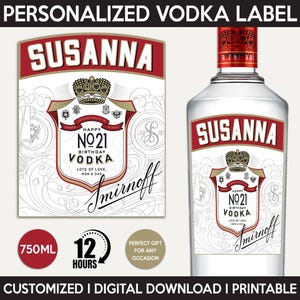 Vodka Label Replica, Custom Label, Personalized And Printable Template, Digital Download Vodka Bottle Label, Gift, Present, Birthday, 750ml