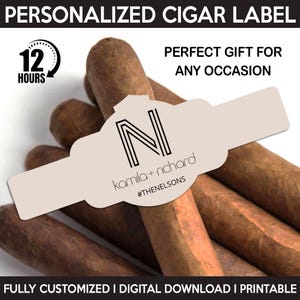 Custom Cigar Label, Wedding Cigar Label, Personalized And Printable Template, Digital Download Cigar Bar Favors, Wedding Cigar Band