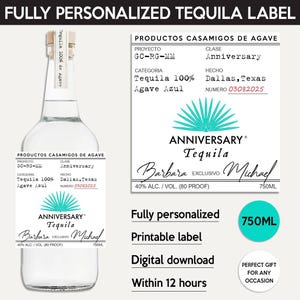 Casamigos Tequila Label, Custom Tequila Label, Personalized Template, Digital Download Anniversary Bottle Label, Birthday, Wedding, 750ml