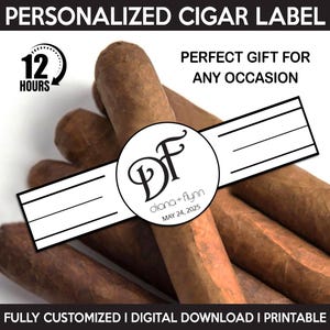 Custom Cigar Label, Wedding Cigar Label, Personalized And Printable Template, Digital Download Cigar Bar Favors, Wedding Cigar Band