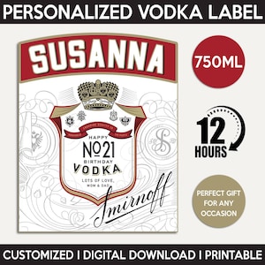 Vodka Label Replica, Custom Label, Personalized And Printable Template, Digital Download Vodka Bottle Label, Gift, Present, Birthday, 750ml