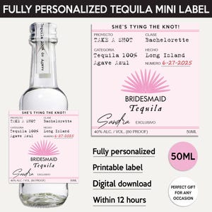 Casamigos Tequila Mini Label, Digital Download, Personalized Template, Custom Wedding Bottle, Bachelorette Party, Bride, Bridesmaid, 50ml