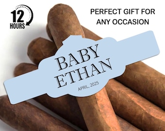 Custom Cigar Label, Baby Shower Cigar Label, Personalized And Printable Template, Digital Download Cigar Bar Favors, Baby Shower Cigar Band