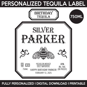 Patrón Tequila Label Replica, Custom Tequila Label, Personalized Printable Template, Digital Download Patron Bottle Label, Birthday, Wedding