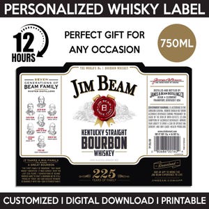 Bourbon Whisky Label Replica, Custom Label, Personalized And Printable Template, Digital Download Whisky Bottle Label, Birthday, 750ml