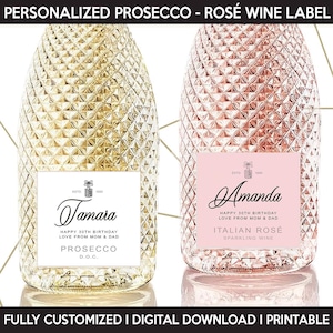 Prosecco Label Replica, Custom Sparkling Italian Wine Label, Personalized Template, Digital Download And Printable Rosé Wine Bottle Label
